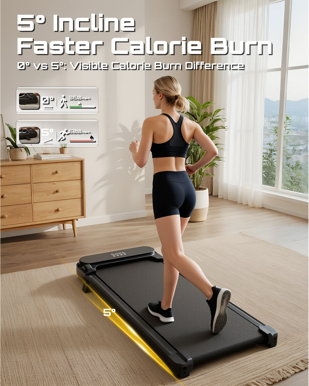 Treadmill C1, Speed 1-8KM/H, Walking Pad, Quiet 2.5HP Motor