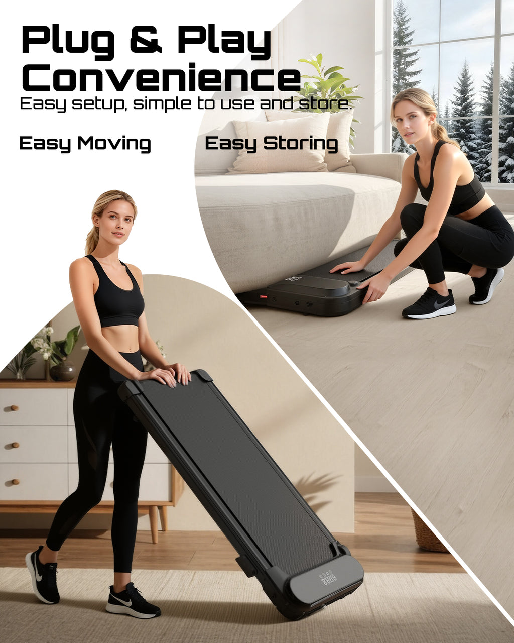 Treadmill C1, Speed 1-8KM/H, Walking Pad, Quiet 2.5HP Motor