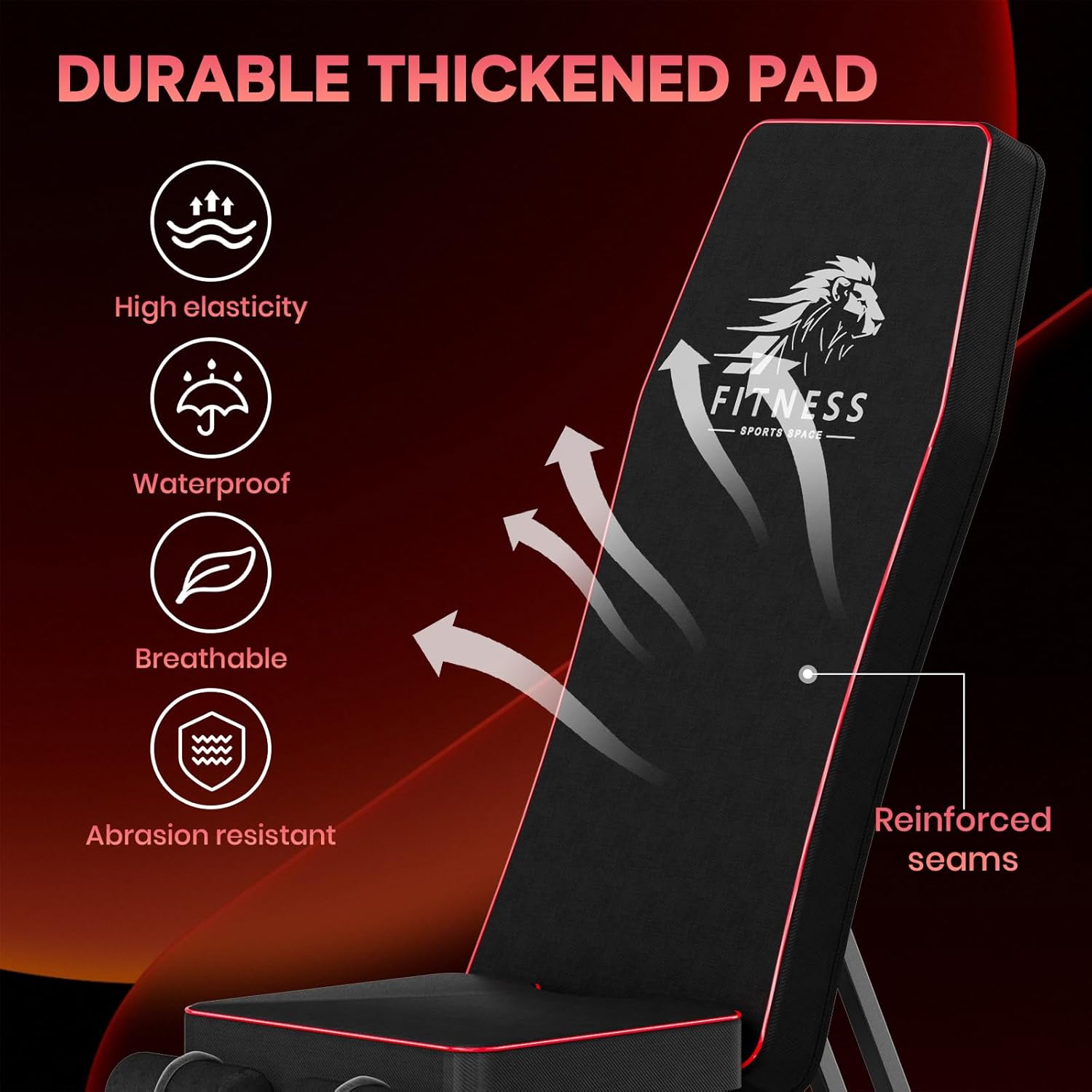 Fitness sports equipment with durable thickened pad features on a dark background