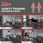 Gym setting with people exercising and text about variety training for the whole body.