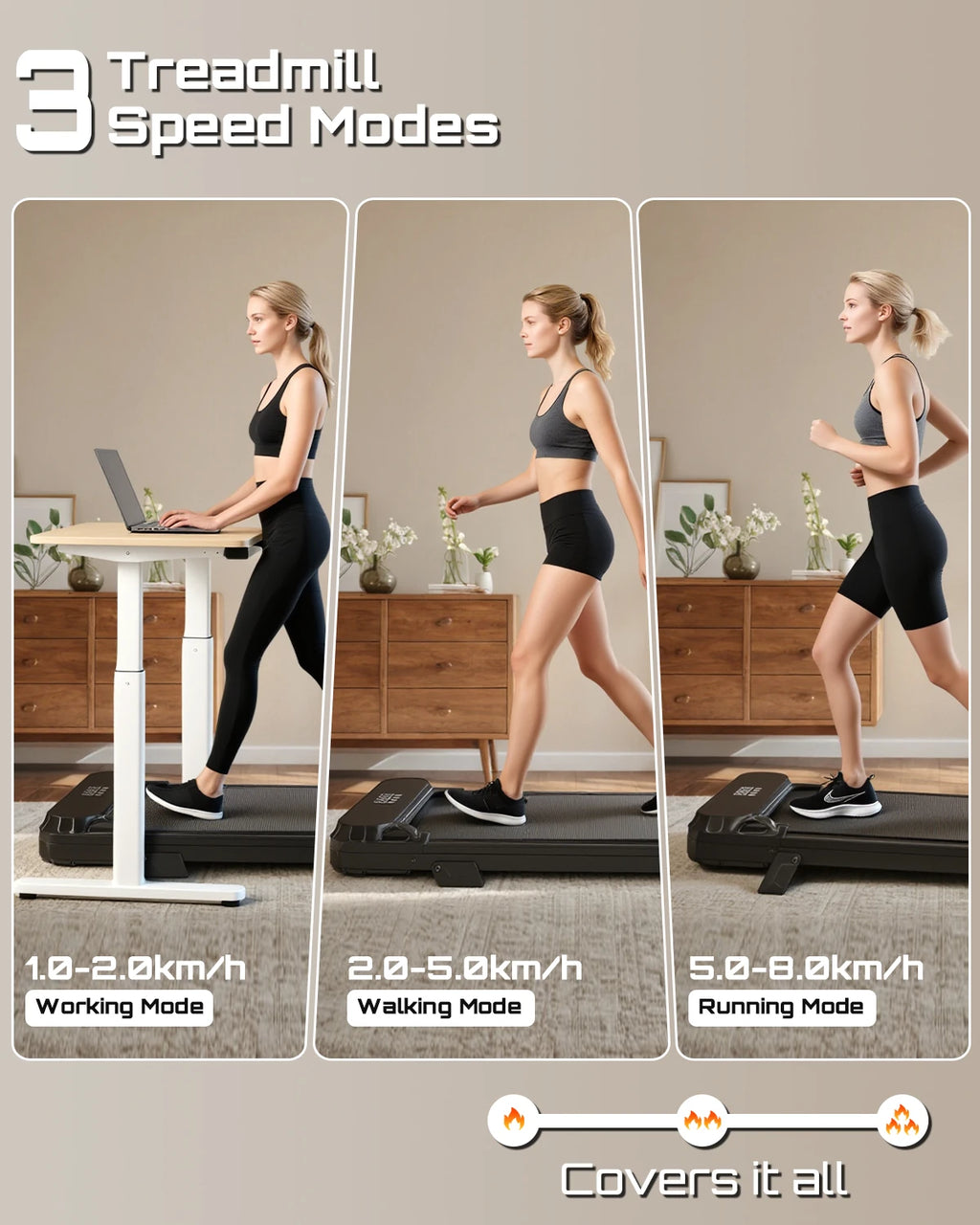 fitvect c1 treadmill with different speed modes