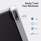 Step counter device with digital display and text 'Easily Track Your Workouts' on a white background.