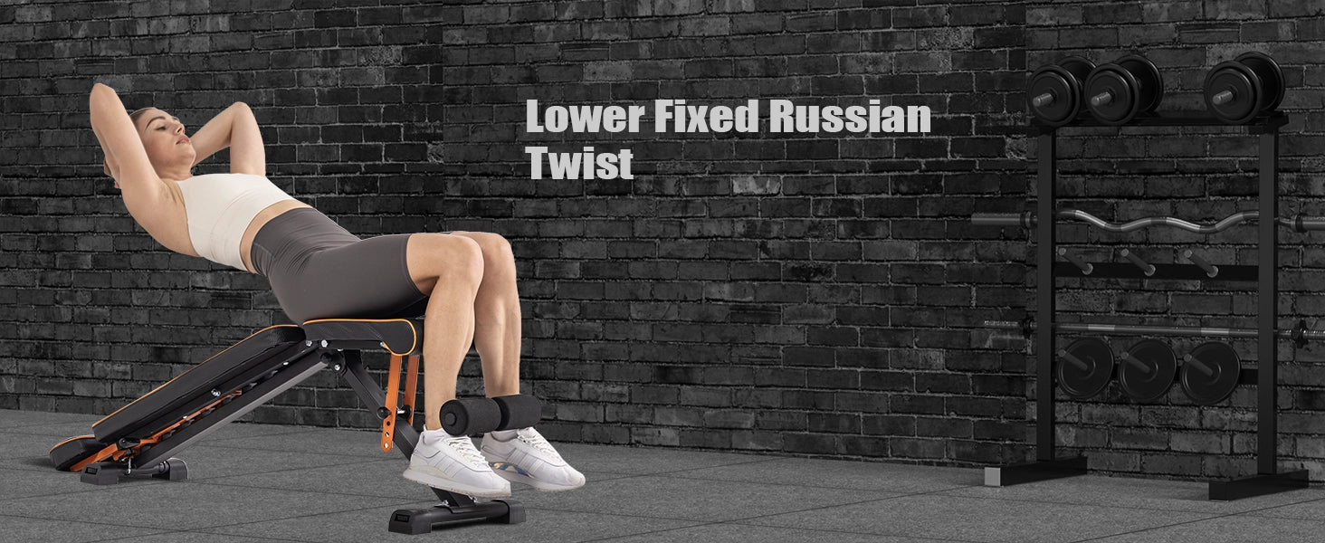 Person performing a lower fixed Russian twist exercise in a gym setting.